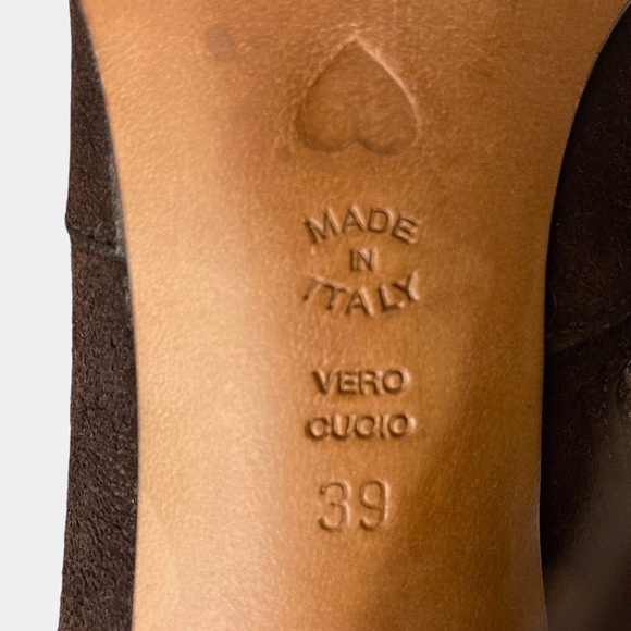 MOSCHINO Cheap & Chic Genuine Suede Over The Knee Boots Espresso Brown Designer - Picture 11 of 11